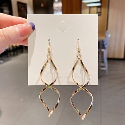 Twist Alloy Dangle Earrings for Women, 925 Sterling Silver Pins, Twist, 18x12mm