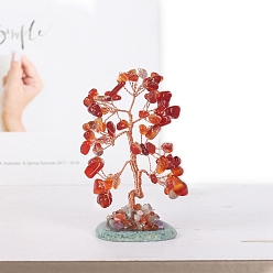 Красный Агат Натуральные чипсы из сердолика Дерево жизни украшения, Медная проволока, энергетический камень по фен-шуй, подарок для украшения домашнего рабочего стола, 110x55 мм