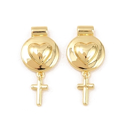 Сердце Латунные подвески, плоские круглые и крестообразные подвески, долговечный, стойки покрытие, без свинца и без кадмия, золотые, сердце, 27.5x13x3.5 мм, отверстие : 2 мм