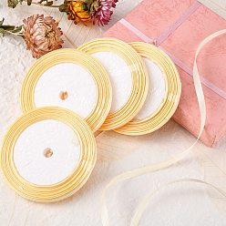 Beige Single Face Satin Ribbon, Polyester Ribbon, Beige, 1/4 inch(6mm), about 25yards/roll(22.86m/roll), 10rolls/group, 250yards/group(228.6m/group)