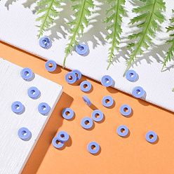 Cornflower Blue Eco-Friendly Handmade Polymer Clay Beads, Disc/Flat Round, Heishi Beads, Cornflower Blue, 6x1mm, Hole: 2mm, about 23500pcs/1000g