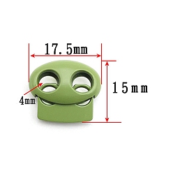 Yellow Green Zinc Alloy Spring Cord Locks, 2 Hole Drawstring Toggle Spring Clasp, Yellow Green, 17.5x15mm, Hole: 4mm
