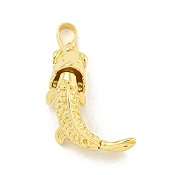 Настоящее золото 18K Стойки с подвесками из латуни в форме рыбы, с эмалью, долговечный, реальный 18 k позолоченный, 12x30x9 мм, отверстие : 7x4 мм