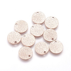 Rose Gold Ion Plating(IP) 304 Stainless Steel Charms, Textured, Flat Round with Bumpy, Rose Gold, 10x1mm, Hole: 1.2mm