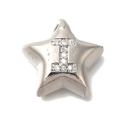 Letter I Стойка металлическая латунная микропрофилированная кубическая циркония подвески, долговечный, без кадмия и без свинца, буквы, платина, Буква "i", 15.5x16.5x5.5 мм, отверстие : 3 мм