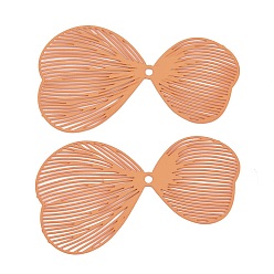 Оранжевый Распыленные окрашенные железные подвески, бантом, оранжевые, 28x50x0.5 мм, отверстие : 1.8 мм