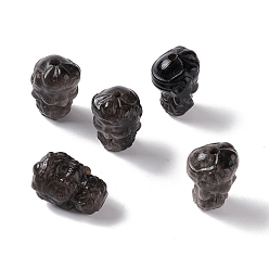 Silver Sheen Obsidian Natural Silver Obsidian Beads, Buddha, 19~19.5x13x13mm, Hole: 1.8mm