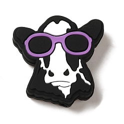 Черный Силиконовые фокусные шарики, теленок, чёрные, 28x28x7.5 мм, отверстие : 2 мм