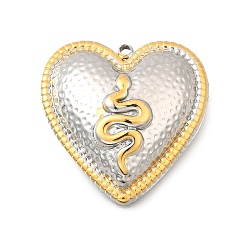 Сердце 304 подвески из нержавеющей стали, золотые и нержавеющая сталь цвет, сердце со змеей, 25x25x7 мм, отверстие : 1.5 мм