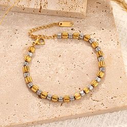 Золотой & Цвет Нержавеющей Стали Двухцветные 304 браслеты из нержавеющей стали в форме тыквы с бусинами для женщин, золотые и нержавеющая сталь цвет, 6.30 дюйм (16 см)