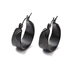 Electrophoresis Black Ионное покрытие (ip) 304 толстые серьги-кольца из нержавеющей стали для женщин, электрофорез черный, 22x19.5x8 мм, штифты : 0.5 мм