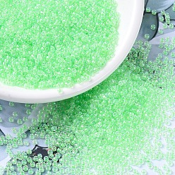 (RR268) Light Green Lined Crystal AB Миюки круглые бусины рокайль, японский бисер, (rr 268) светло-зеленый кристалл ab, 11/0, 2x1.3 мм, Отверстие : 0.8 мм , около 5500 шт / 50 г