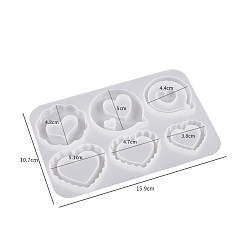 Heart Heart Shape Quicksand DIY Silicone Mold, Shaker Molds, Resin Casting Molds, for UV Resin, Epoxy Resin Craft Making, Heart, 159x107mm, Inner Diameter: 38~51mm