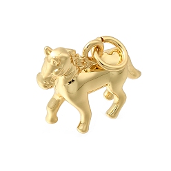 Настоящее золото 18K Латунные подвески, лошади прелести, стойки покрытие, долговечный, без кадмия и без свинца, реальный 18 k позолоченный, 13.5x16x5.5 мм, Перейти кольцо: 5x0.8 мм, внутренний диаметр: 3.2 мм