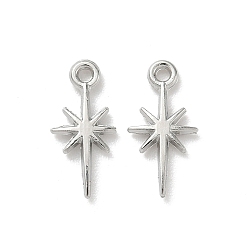 Платина Подвески из сплава , звезды прелести, без свинца и без кадмия, стойки покрытие, платина, 15.5x7.5x1.5 мм, отверстие : 1.2 мм