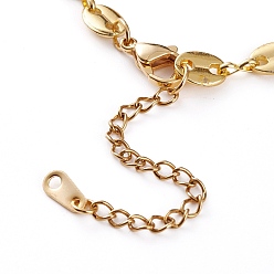 Golden Brass Coffee Bean Chain Bracelets, with 304 Stainless Steel Lobster Claw Clasps, Golden, 7-1/2 inch(19cm)