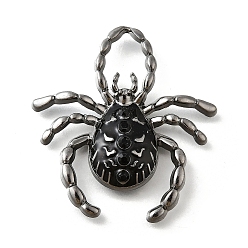 Spider Подвески из эмали в готическом стиле, металлический черный , чёрные, паук, 41x38x7 мм, отверстие : 12x8 мм