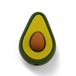 Dark Olive Green Food Grade Eco-Friendly Silicone Focal Beads, Avocado, Dark Olive Green, 27x18x15mm, Hole: 2mm
