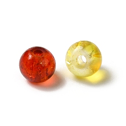 Mixed Color Transparent Crackle Glass Beads, Round, Mixed Color, 4~4.5x4mm, Hole: 1mm, about 5500pcs/500g