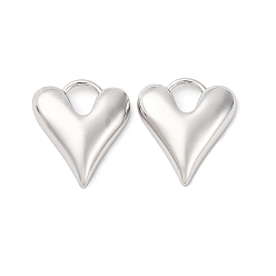 Платина Латунь прелести, сердце прелести, стойки покрытие, долговечный, без кадмия и без свинца, платина, 14x12x3 мм, отверстие : 3 мм
