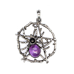 Аметист Подвески из натурального аметиста , паук, 37x43 мм