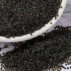 (RR349) Dark Blue Lined Topaz Luster Миюки круглые бусины рокайль, японский бисер, (rr 349) топаз с темно-синей подкладкой, 15/0, 1.5 мм, Отверстие : 0.7 мм , около 27777 шт / 50 г