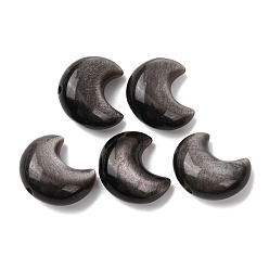 Silver Sheen Obsidian Натуральные серебряные бусины из обсидиана, луна, 17.5x14.5~15x8~9 мм, отверстие : 1.2 мм
