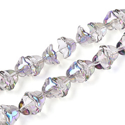 Средний Фиолетовый Гальванизируйте прозрачное стекло бисер нитей, цветок, средне фиолетовый, 11~12x8 мм, отверстие : 1.2 мм, около 101~102 шт / нитка, 29.92 дюйм (76 см)