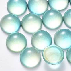 Аквамарин Прозрачный лак окрашенные стекла кабошонов, с блеском порошок, полукруглые / купольные, аквамарин, 18x9 мм