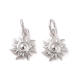 Платина Латунь прелести, с целью перехода в кольце, без кадмия и без свинца, солнце, платина, 11.5x9.5x2 мм, отверстие : 1 мм