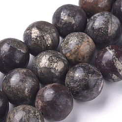 Camel Natural African Pyrite Beads Strands, Round, Camel, 10mm, Hole: 0.8mm, about 41 pcs/Strand, 15.75 inch(40 cm)