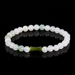 Southern Jade Браслеты из натуральных южных нефритовых круглых бусин, бамбук, внутренний диаметр: 2-1/8 дюйм (5.5 см)