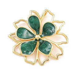 Зеленый Латунь эмаль подвески, , долговечный, стойки покрытие, без свинца и без кадмия, реальный 18 k позолоченный, зелёные, 28x30x5 мм, отверстие : 6x2 мм