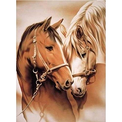Horse 5D DIY Diamond Painting Animals Canvas Kits, with Resin Rhinestones, Diamond Sticky Pen, Tray Plate and Glue Clay, Horse Pattern, 30x20x0.02cm