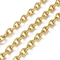 Настоящее золото 18K 304 из нержавеющей стали цепи Роло, несварные, с катушкой, ионное покрытие (ip), реальный 18 k позолоченный, 7x5x1.2 мм, около 32.81 футов (10 м) / рулон