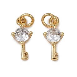 Настоящее золото 18K Латунные микро проложить кубического циркония подвески, Брелоки для ключей, с целью перехода в кольце, долговечный, без кадмия и без свинца, стойки покрытие, реальный 18 k позолоченный, 12x5x3 мм, отверстие : 2.5 мм