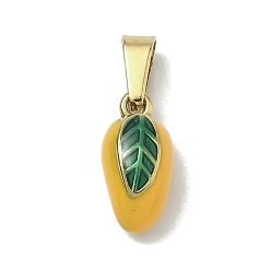 Mango 304 Подвески из нержавеющей стали с эмалированными фруктами и овощами, с 201 защелкой из нержавеющей стали на поручнях, ионное покрытие (ip), золотые, золотые, манго, 13x6.5x5.5 мм, отверстие : 5x2.5 мм