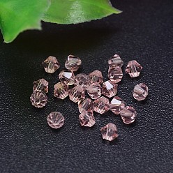 Pink Faceted Imitation Austrian Crystal Bead Strands, Grade AAA, Bicone, Pink, 6x6mm, Hole: 0.7~0.9mm, about 360pcs/bag