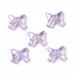 Medium Purple UV Plating Rainbow Iridescent Acrylic Beads, Bowknot, Medium Purple, 23x29.5x9mm, Hole: 1.8mm