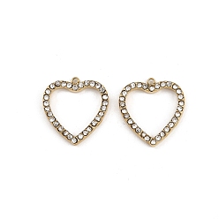 Сердце 304 из нержавеющей стали горный хрусталь подвески, ионное покрытие (ip), реальный 18 k позолоченный, сердце, 16x15x2 мм, отверстие : 1 мм