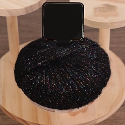 Черный Мохеровая блестящая пряжа, для ткачества, вязание крючком, чёрные, 1.5~2 мм, около 25г/моток