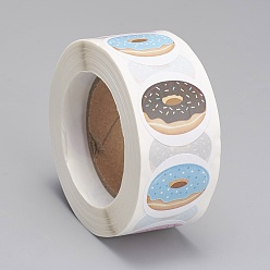 Coloré Autocollants autocollants en papier kraft autocollants, étiquettes adhésives, pour le festival, Noël, cadeaux de vacances, donut, colorées, autocollant: 25 mm, 500pcs / roll