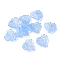 Light Sky Blue Imitation Jade Glass Pendants, Leaf, Light Sky Blue, 15x15x3mm, Hole: 1.2mm