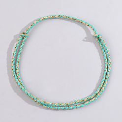 Turquoise Summer Beach Adjustable Braided Cotton Cord Anklets for Men Women, Turquoise, 12-5/8 inch(320mm)