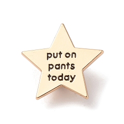 Золотой Эмалевые булавки, броши из сплава для одежды рюкзака, звезды с словом, золотые, 24x25.5x1.5 мм