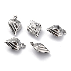 Платина Латунь прелести, сердце, Реальная платина, 12x8x4.5 мм, отверстие : 0.9 мм