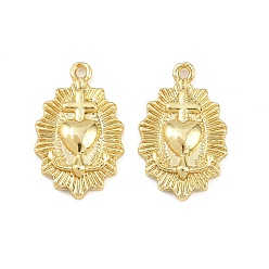 Настоящее золото 18K Латунные подвески, святое сердце, долговечный, стойки покрытие, реальный 18 k позолоченный, 20.5x12.5x3 мм, отверстие : 1.2 мм