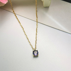 Фиолетовый Бархат Модные 304 плоские круглые подвески из нержавеющей стали со стразами для женщин, различные варианты, идеальный подарок, золотые, пурпурного бархата, 17.72 дюйм (45 см)