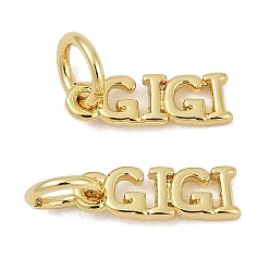 Настоящее золото 18K Латунь прелести, слово джиги, с целью перехода в кольце, без кадмия и без свинца, стойки покрытие, долговечный, реальный 18 k позолоченный, 10.5x3.5x1 мм, отверстие : 3.2 мм