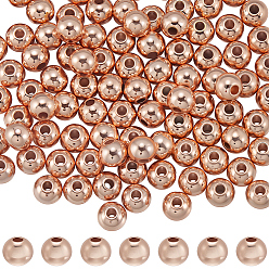 Розовое Золото 200шт. стойка покрытие латунные круглые распорные бусины, розовое золото , 5 мм, отверстие : 1.5 мм
